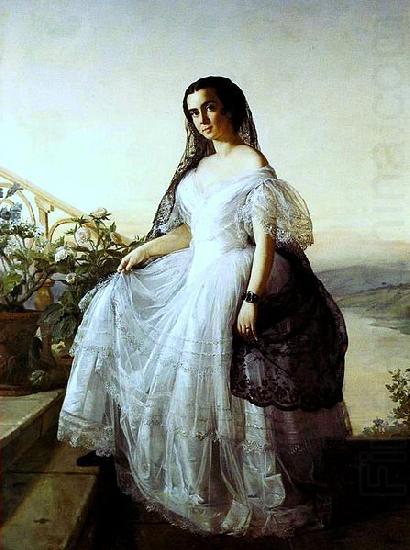 Francois-Auguste Biard Portrait of a woman oil painting picture